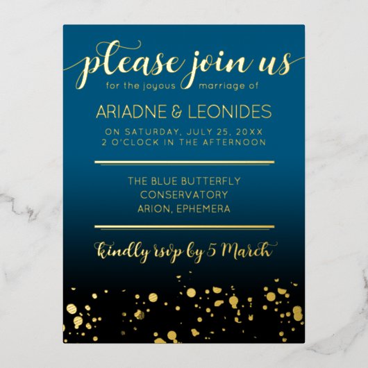 ピーチエレガント・オーシャ結婚ニック・ブルー 箔シーズンポストカード (正面)