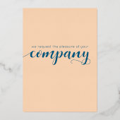 ピーチエレガント・オーシャ結婚ニック・ブルー 箔招待状 (裏面)