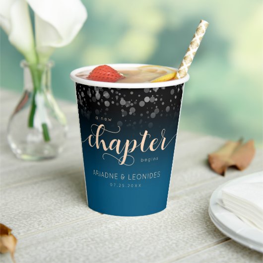 ピーチエレガント・オーシャ結婚ニック・ブルー 紙コップ (インサイチュ)