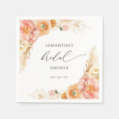 ピーチエレガント&クリームフローラブライダルシャワー スタンダードカクテルナプキン (正面)