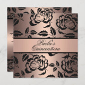 ピーチエレガント&ブラックバラキンセアニラ招待状 招待状 (正面/裏面)