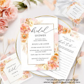 ピーチエレガント&赤面ピンクフローラブライダルシャワー スタンダードカクテルナプキン