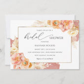 ピーチエレガント、赤面、ラストオレンジブライダルシャワー 招待状 (正面)