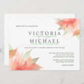 ピーチオレンジとグリーン結婚式招待状 招待状 (正面/裏面)