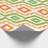 ピーチオレンジとグリーン ラッピングペーパー (角)