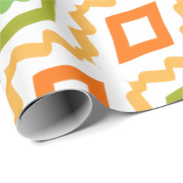 ピーチオレンジとグリーン ラッピングペーパー