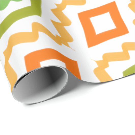 ピーチオレンジとグリーン ラッピングペーパー (ロールコーナー)