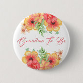 ピーチオレンジとコーラルベビーシャワーになるおばあちゃん 缶バッジ (正面)