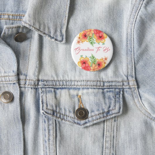 ピーチオレンジとコーラルベビーシャワーになるおばあちゃん 缶バッジ (インサイチュ)
