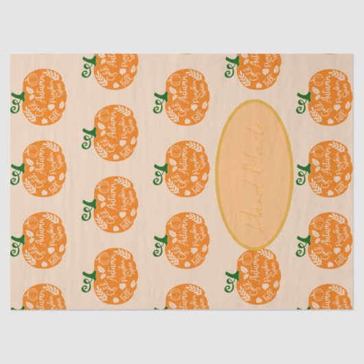 ピーチオレンジのカボチャ手作りまたはありがとう 薄葉紙 (正面)