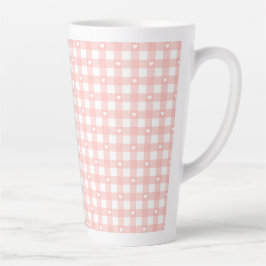 ピーチオレンジのチェック柄 カフェラテマグ