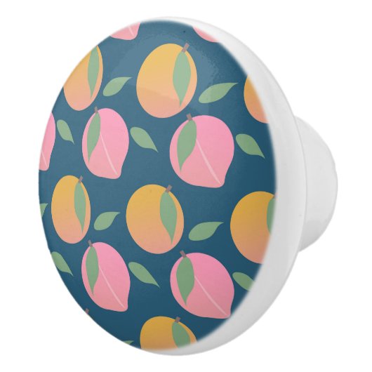 ピーチオレンジのフルーツパターンピンク セラミックノブ (右)