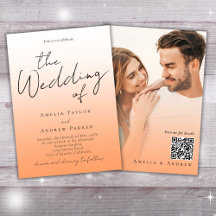 ピーチオレンジエレガントファズ写真QRコー結婚ド