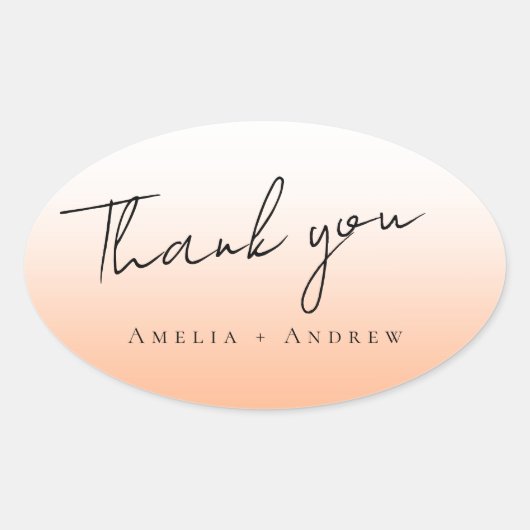 ピーチオレンジエレガントフモダンズありがとう結婚さん 楕円形シール (正面)