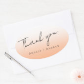 ピーチオレンジエレガントフモダンズありがとう結婚さん 楕円形シール (封筒)