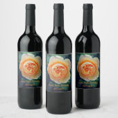 ピーチオレンジガーデンバラフラワーおもしろい50誕生日 ワインラベル (ボトル)