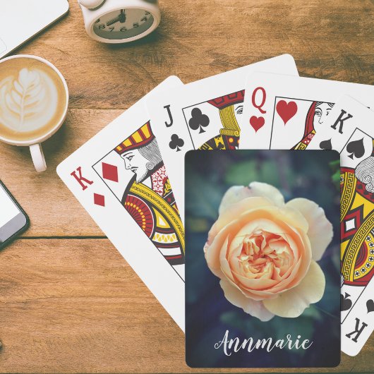 ピーチオレンジガーデンバラフラワーパーソナライズされた トランプ