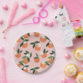 ピーチオレンジジュース模様 ペーパープレート (パーティー)