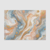 ピーチオレンジティール(緑がかった色)ブルーホワイト金ゴールドマーブルパターン 薄葉紙 (正面)