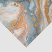 ピーチオレンジティール(緑がかった色)ブルーホワイト金ゴールドマーブルパターン 薄葉紙 (詳細)