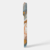 ピーチオレンジティール(緑がかった色)ブルーホワイト金ゴールドマーブルパターン iPhoneケース (左側面)