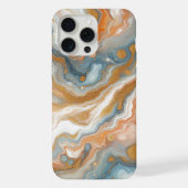 ピーチオレンジティール(緑がかった色)ブルーホワイト金ゴールドマーブルパターン iPhoneケース (裏面)