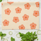 ピーチオレンジトロピカルボタニカルサマー キッチンタオル (折り畳み)