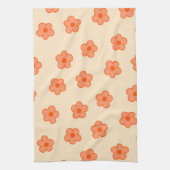 ピーチオレンジトロピカルボタニカルサマー キッチンタオル (縦)