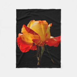 ピーチオレンジバラ フリースブランケット