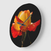 ピーチオレンジバラ ラージ壁時計 (傾斜)