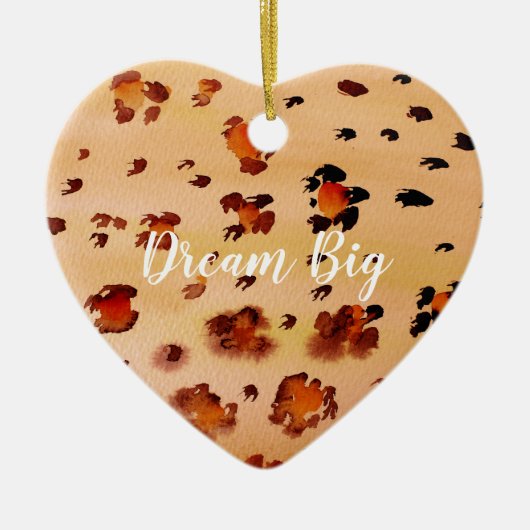 ピーチオレンジヒョウ印刷ウォーターカラー セラミックオーナメント (正面)