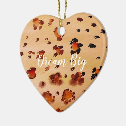 ピーチオレンジヒョウ印刷ウォーターカラー セラミックオーナメント (左)