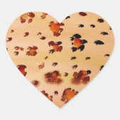 ピーチオレンジヒョウ印刷ウォーターカラー ハートシール (正面)