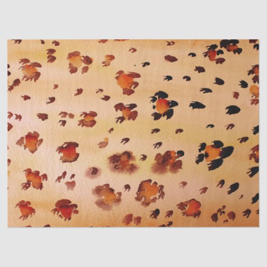 ピーチオレンジヒョウ印刷ウォーターカラー 薄葉紙 (正面)