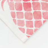 ピーチオレンジピンクの水彩熱帯パイナップル フリースブランケット (角)