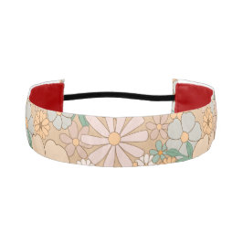 ピーチオレンジピンクグレーフローラ アスレチックヘッドバンド