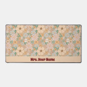 ピーチオレンジピンクグレーフローラ デスクマット (正面)