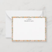 ピーチオレンジピンクグレーフローラ ノートカード (正面)