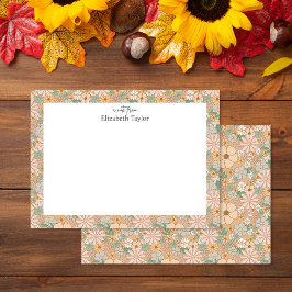 ピーチオレンジピンクグレーフローラ ノートカード