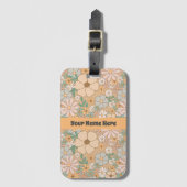 ピーチオレンジピンクグレーフローラ ラゲッジタグ (正面縦)
