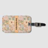 ピーチオレンジピンクグレーフローラ ラゲッジタグ (正面横)