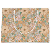 ピーチオレンジピンクグレーフローラ ラージペーパーバッグ (正面)