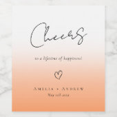 ピーチオレンジファズエレガントなウェディングパーティーの好意 ワインラベル (シングルラベル)