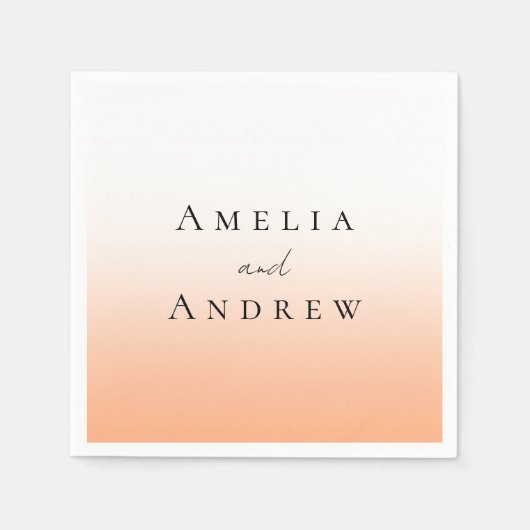 ピーチオレンジファズエレガントモダン結婚ズ スタンダードカクテルナプキン (正面)