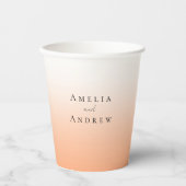 ピーチオレンジファズエレガントモダン結婚ズ 紙コップ (正面)