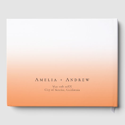 ピーチオレンジファズミニマルスクリプトエレガントな結婚式 ゲストブック (裏面)
