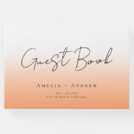 ピーチオレンジファズミニマルスクリプトエレガントな結婚式 ゲストブック