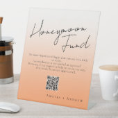ピーチオレンジファズミニマルスクリプトエレガントな結婚式 台座サイン (インサイチュ)