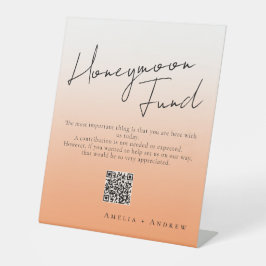 ピーチオレンジファズミニマルスクリプトエレガントな結婚式 台座サイン