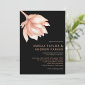 ピーチオレンジファズモダンウォーターカラーフローラ結婚ズ 招待状 (スタンド正面)